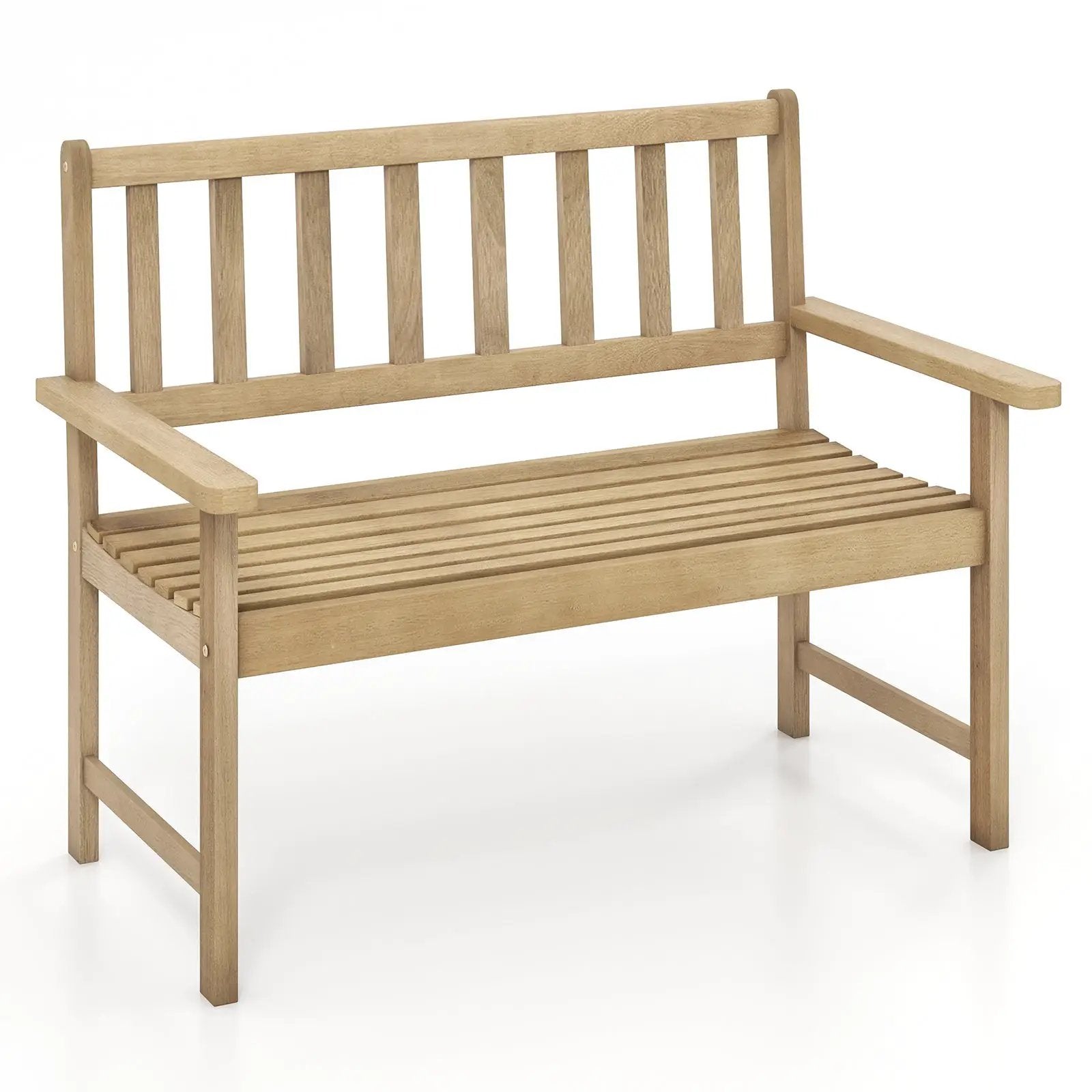 Outdoor Indonesia Teak Wood Garden Bench 2-Person with Backrest and Armrests by DirectDeals