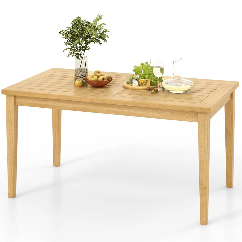 20 Inch x 35.5 Inch Outdoor Teak Wood Coffee Table with Slatted Tabletop for Balcony by DirectDeals