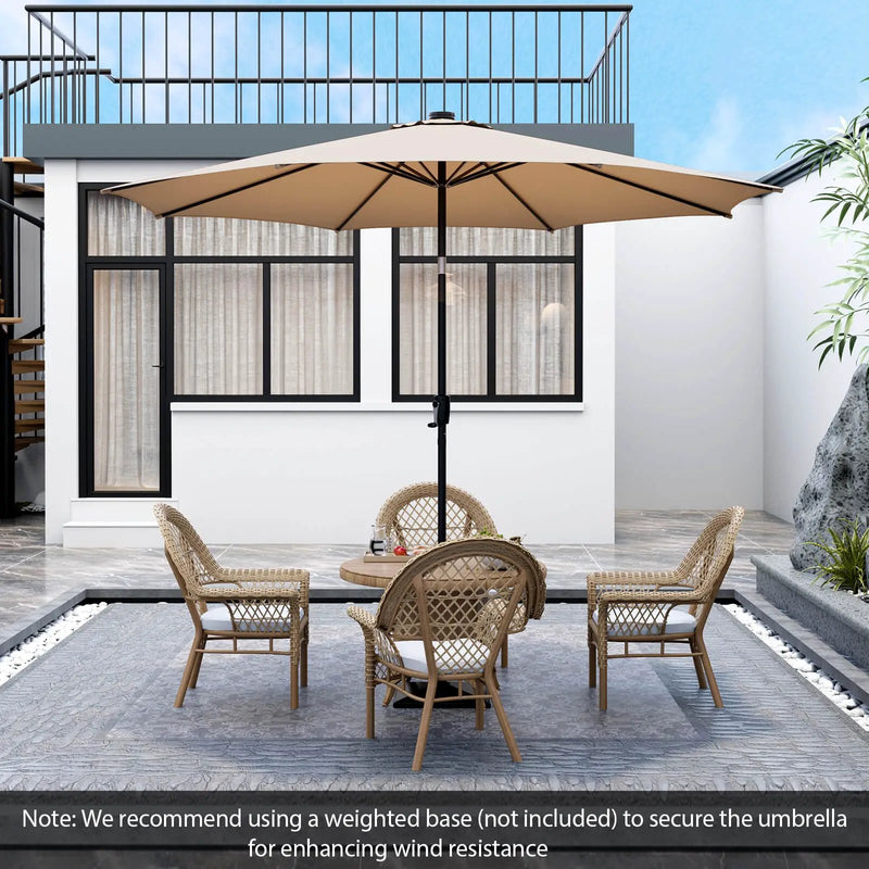 10 Feet Patio Umbrella with 112 Solar Lights and Crank Handle by DirectDeals