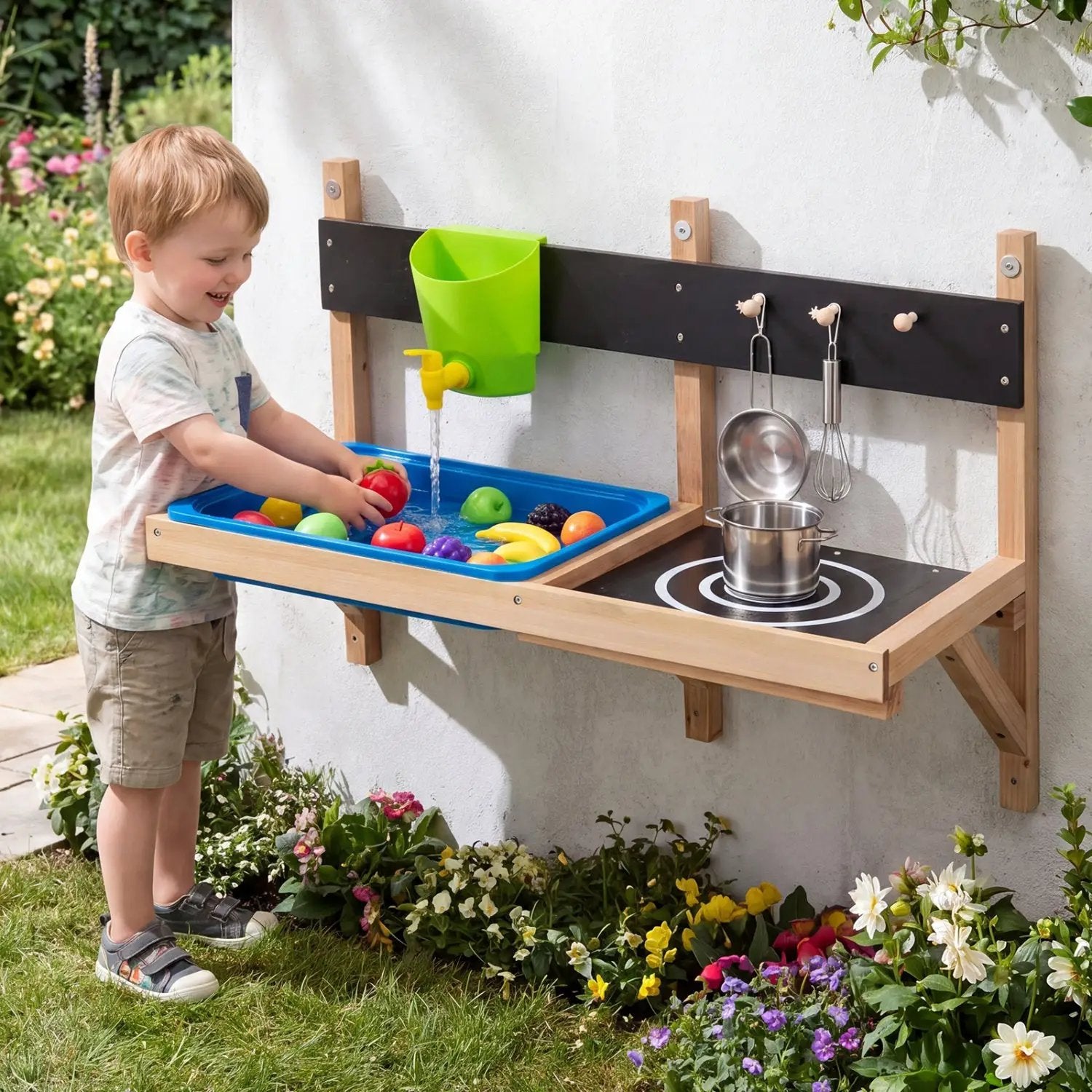 Wall Mounted Mud Kitchen for Kids Ages 3+ by DirectDeals