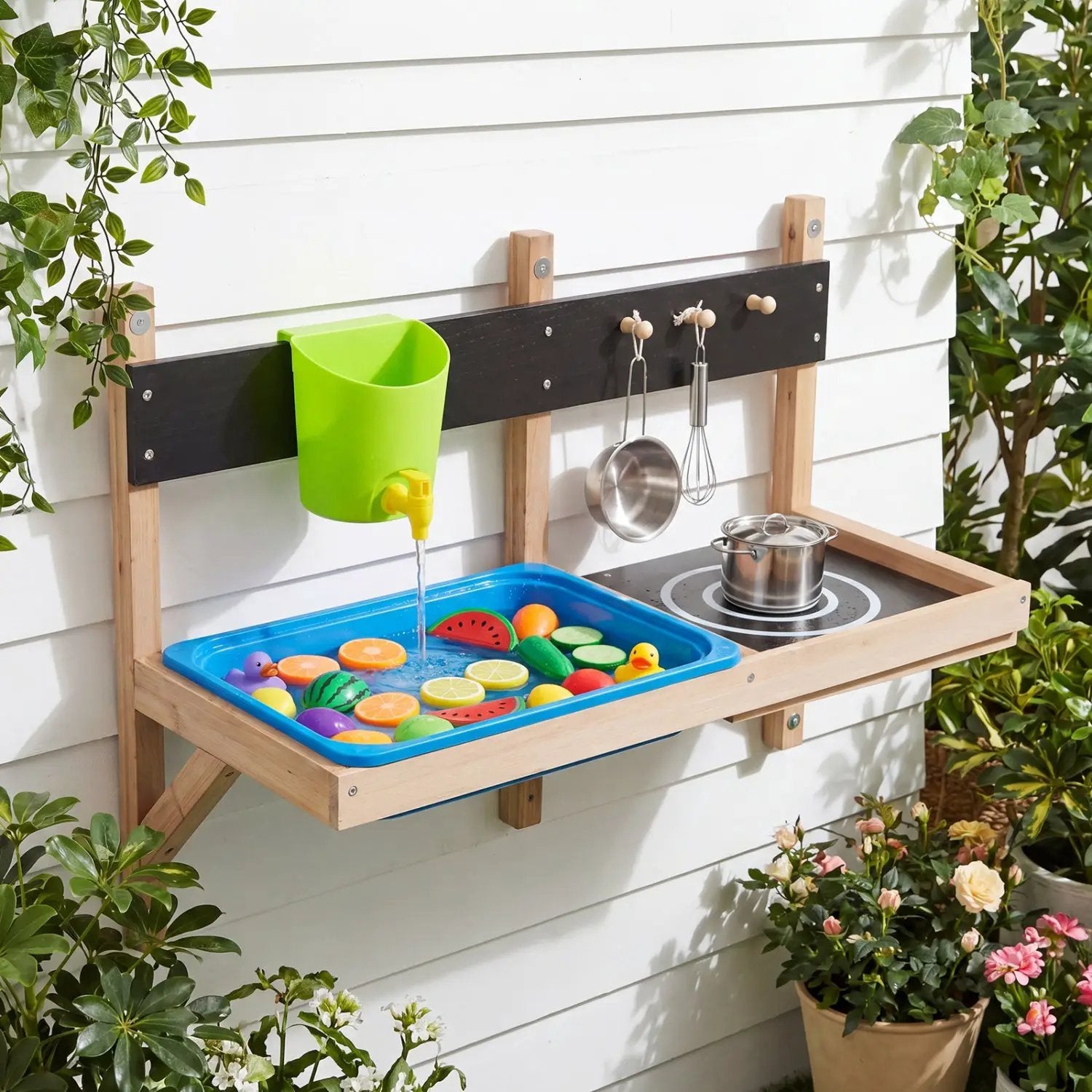 Wall Mounted Mud Kitchen for Kids Ages 3+ by DirectDeals