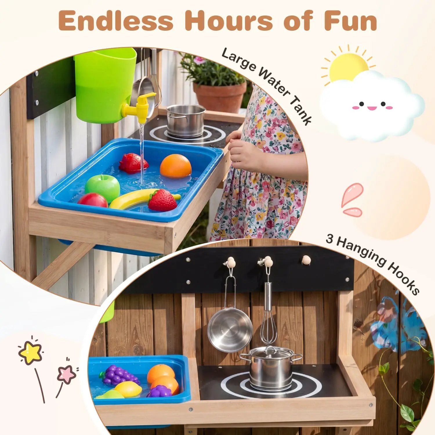Wall Mounted Mud Kitchen for Kids Ages 3+ by DirectDeals