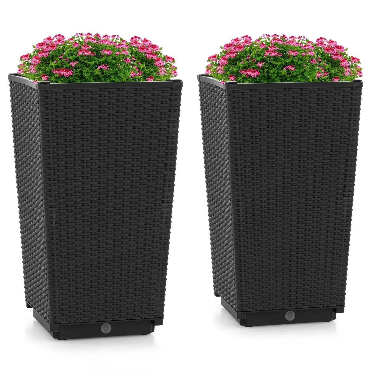 Outdoor Wicker Flower Pot Set of 2 with Drainage Hole for Porch Balcony, photo 3 of 9
