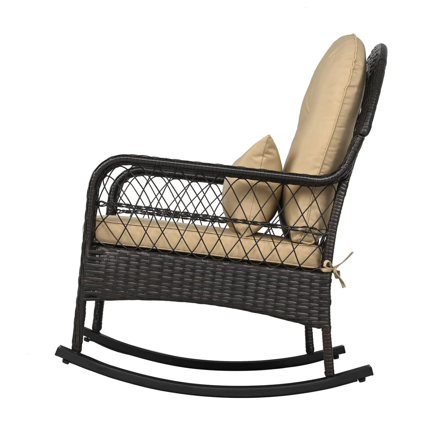Outdoor Wicker Rocking Chair with Cushions - 400 LBS Capacity by DirectDeals