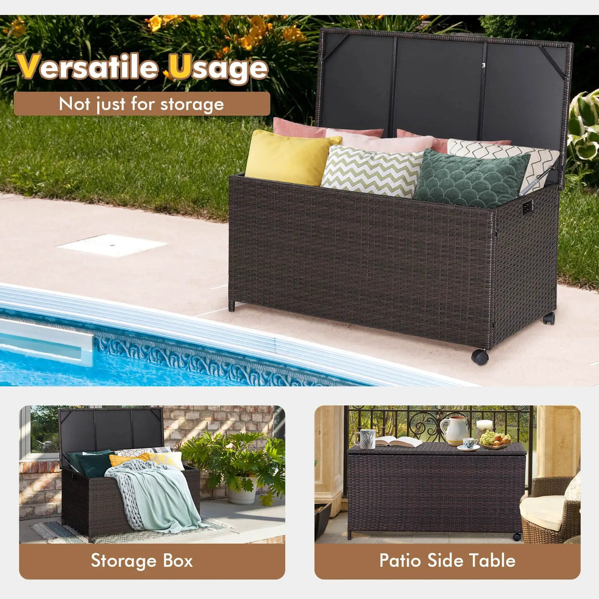 Outdoor Wicker Storage Box with Zippered Liner, photo 7 of 9