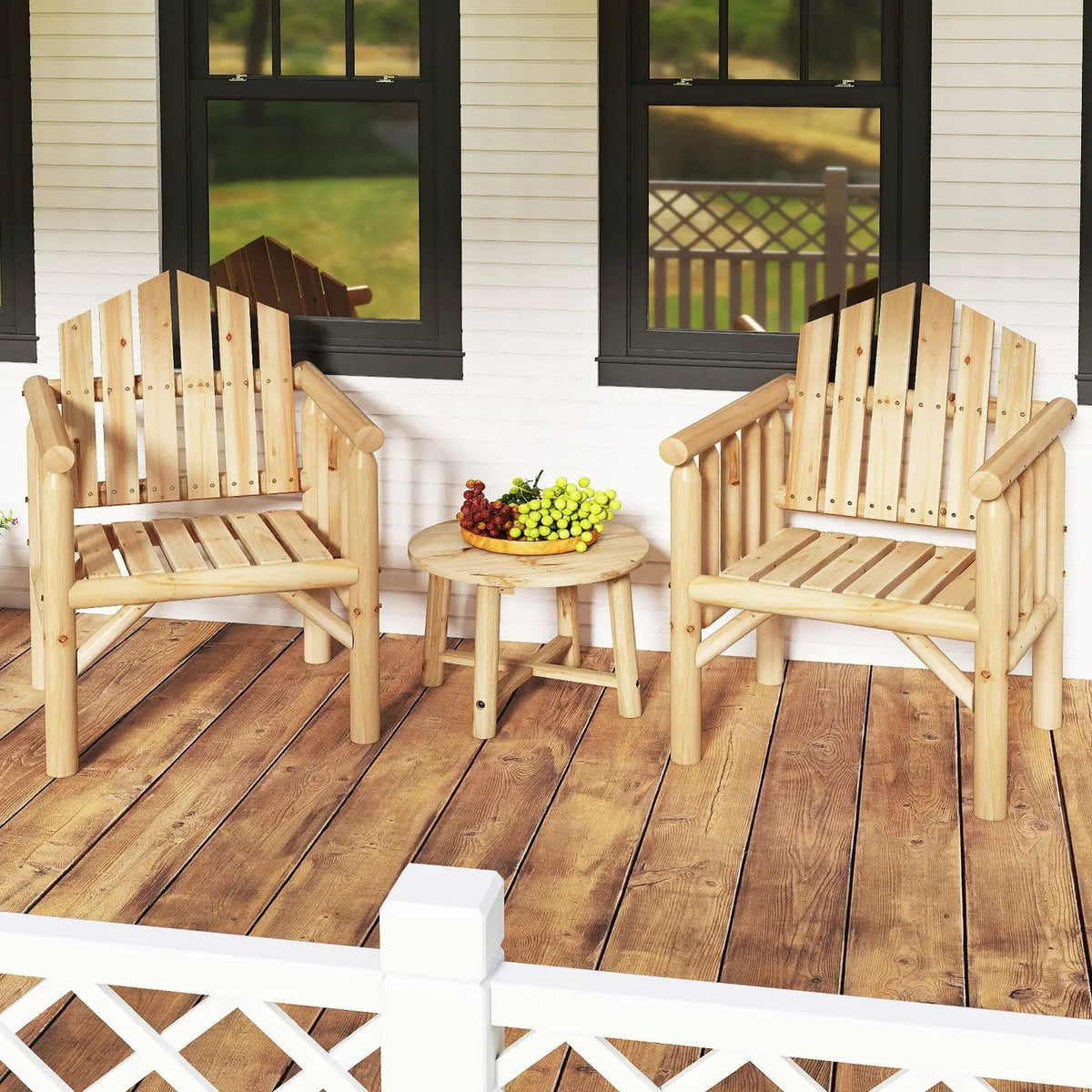 Outdoor Wood Armchair Wooden Patio Dining Chair with Armrests, photo 4 of 16