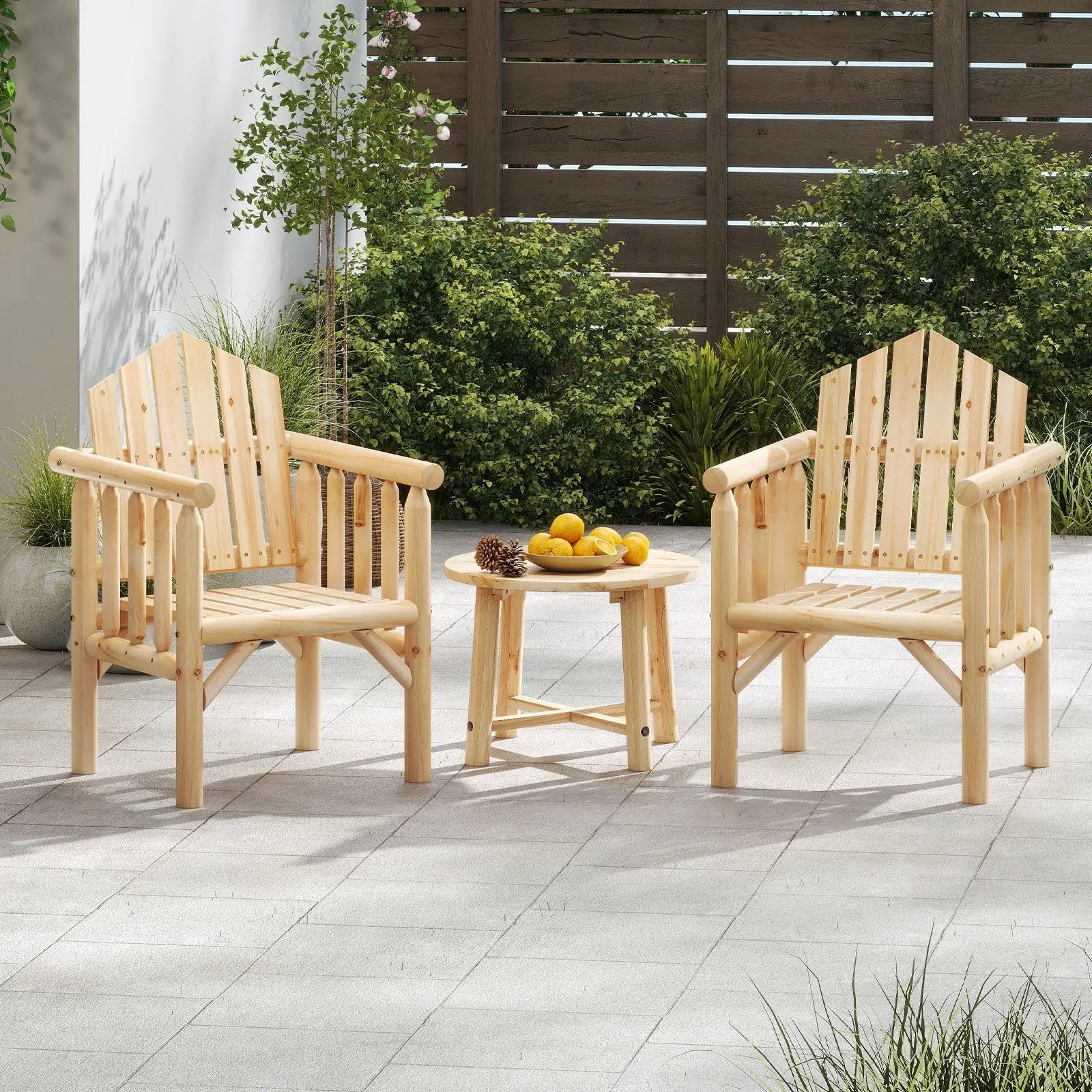 Outdoor Wood Armchair Wooden Patio Dining Chair with Armrests by DirectDeals