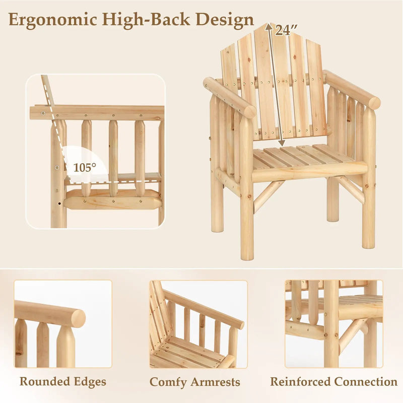 Outdoor Wood Armchair Wooden Patio Dining Chair with Armrests by DirectDeals