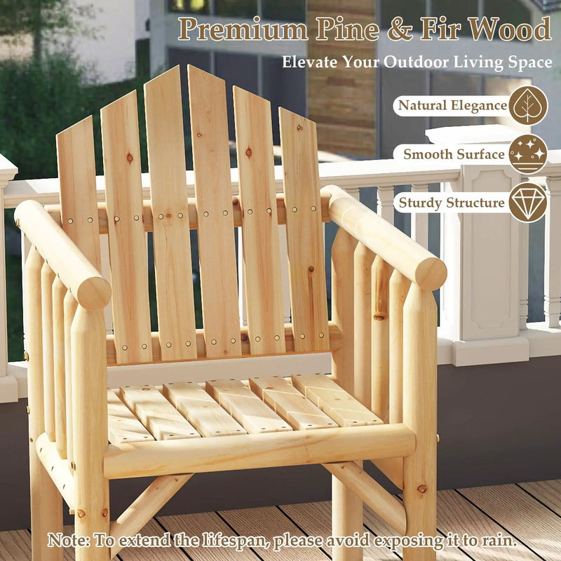 Outdoor Wood Armchair Wooden Patio Dining Chair with Armrests by DirectDeals