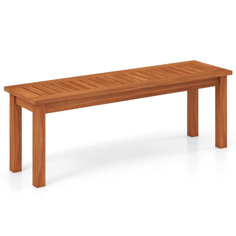 Outdoor Wood Bench 2-Person Backless Patio Garden Bench with Slatted Seat by DirectDeals