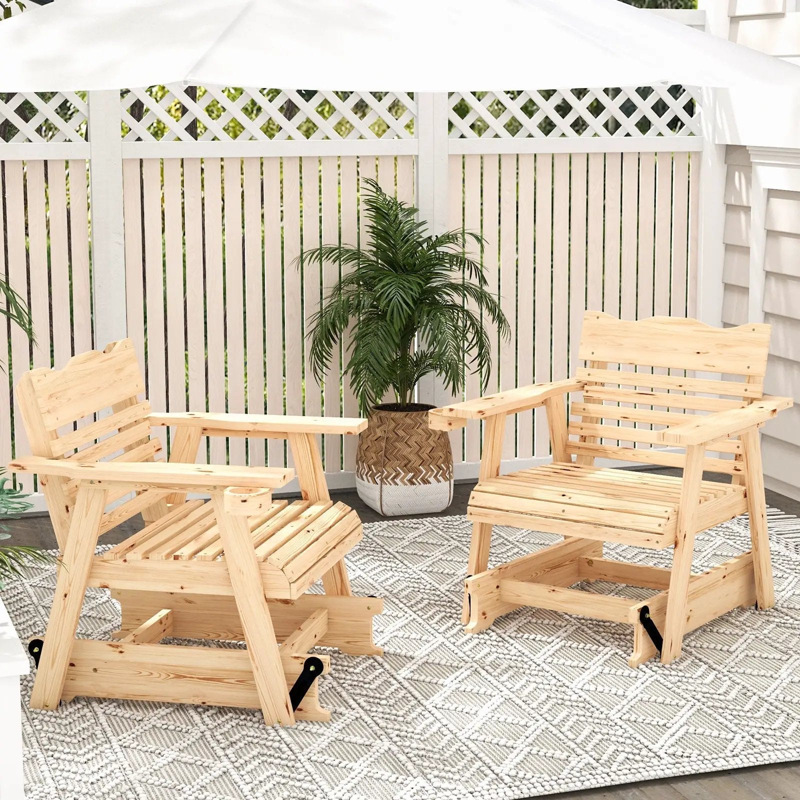 Outdoor Wood Rocking Chair with High Back and Widened Armrests by DirectDeals