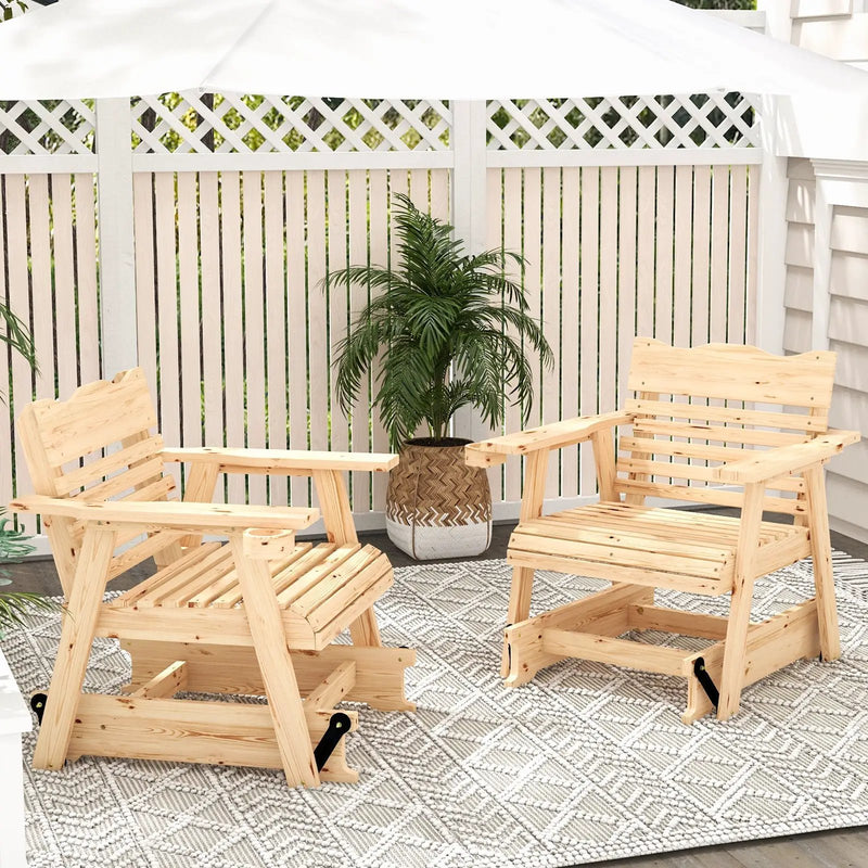 Outdoor Wood Rocking Chair with High Back and Widened Armrests by DirectDeals