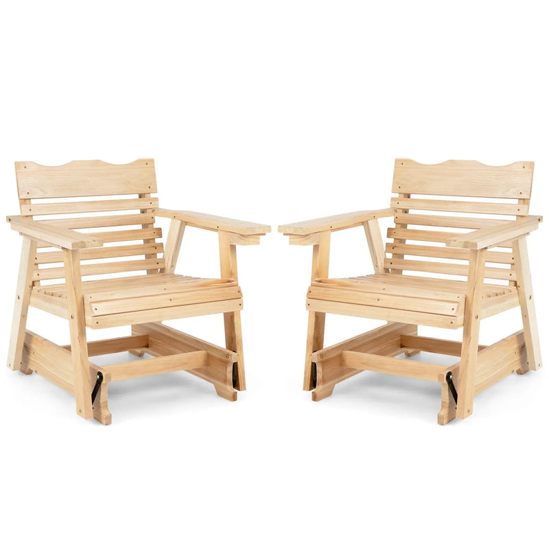 Outdoor Wood Rocking Chair with High Back and Widened Armrests by DirectDeals