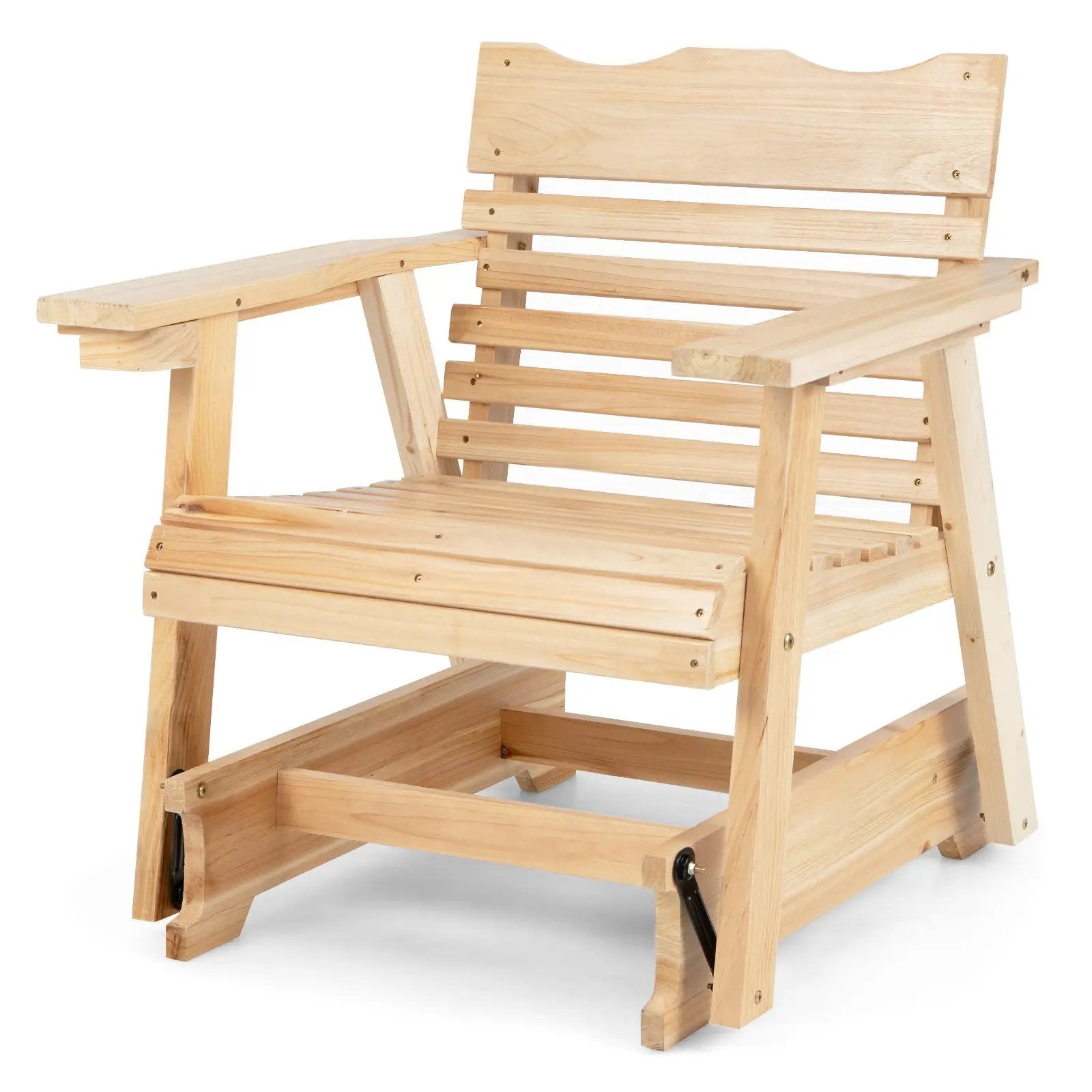 Outdoor Wood Rocking Chair with High Back and Widened Armrests by DirectDeals
