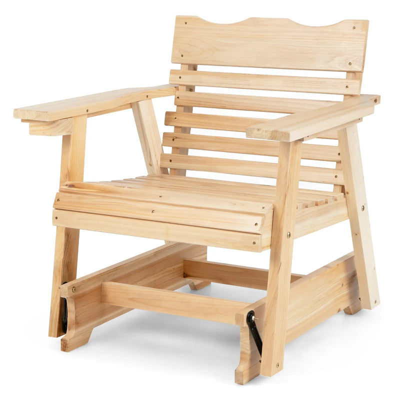 Outdoor Wood Rocking Chair with High Back and Widened Armrests by DirectDeals