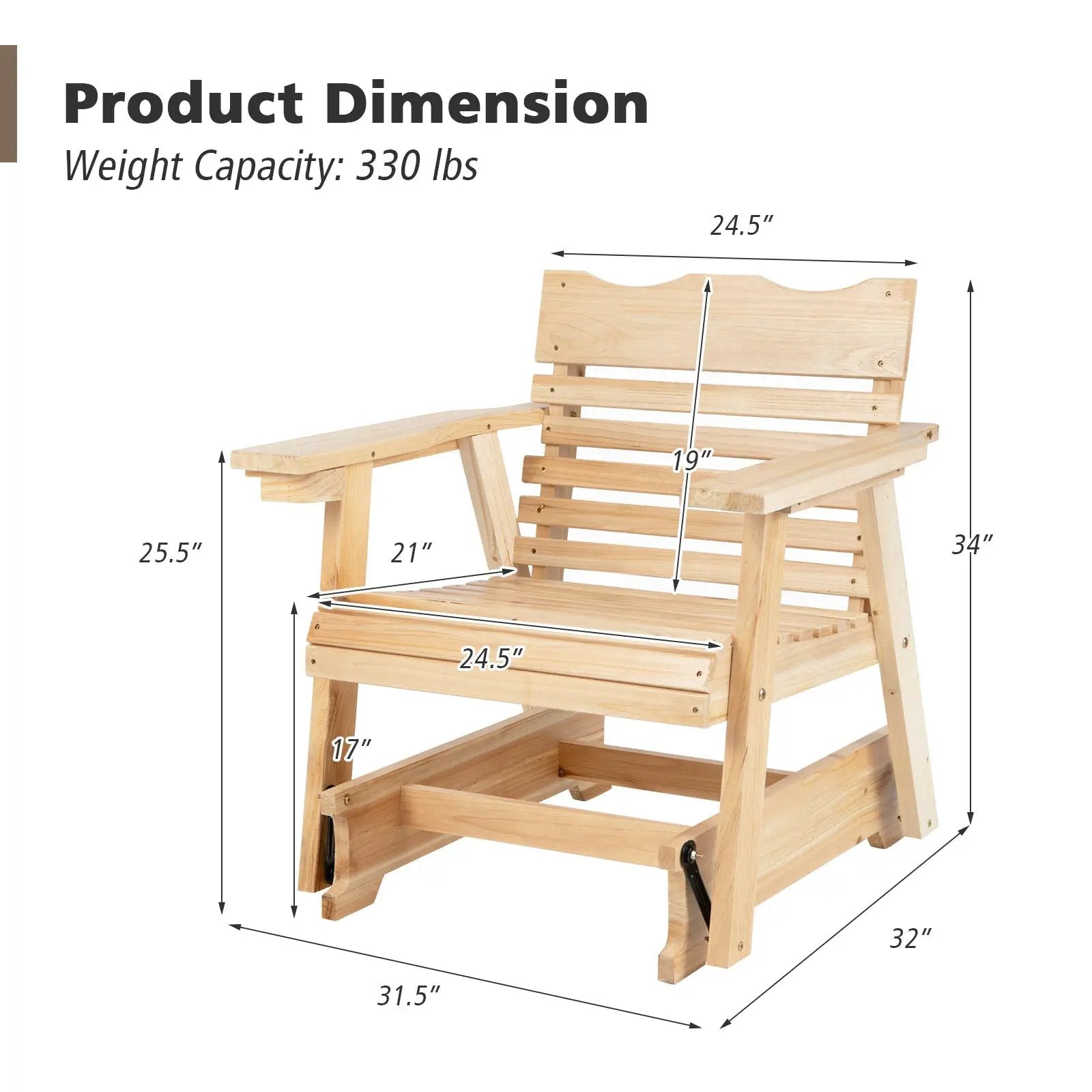 Outdoor Wood Rocking Chair with High Back and Widened Armrests by DirectDeals
