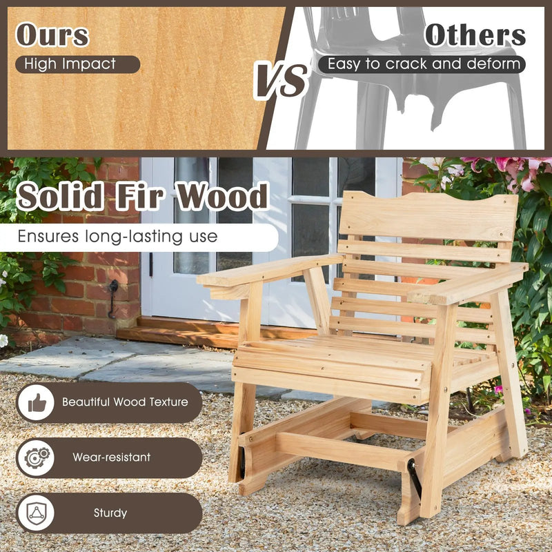 Outdoor Wood Rocking Chair with High Back and Widened Armrests by DirectDeals