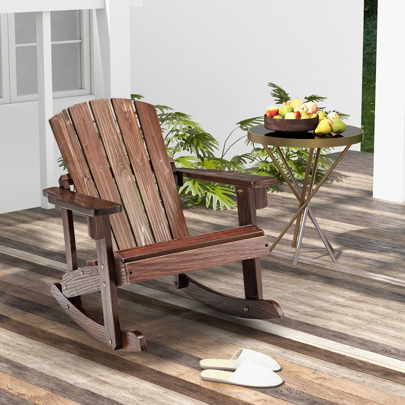 Outdoor Wooden Kid Adirondack Rocking Chair with Slatted Seat by DirectDeals