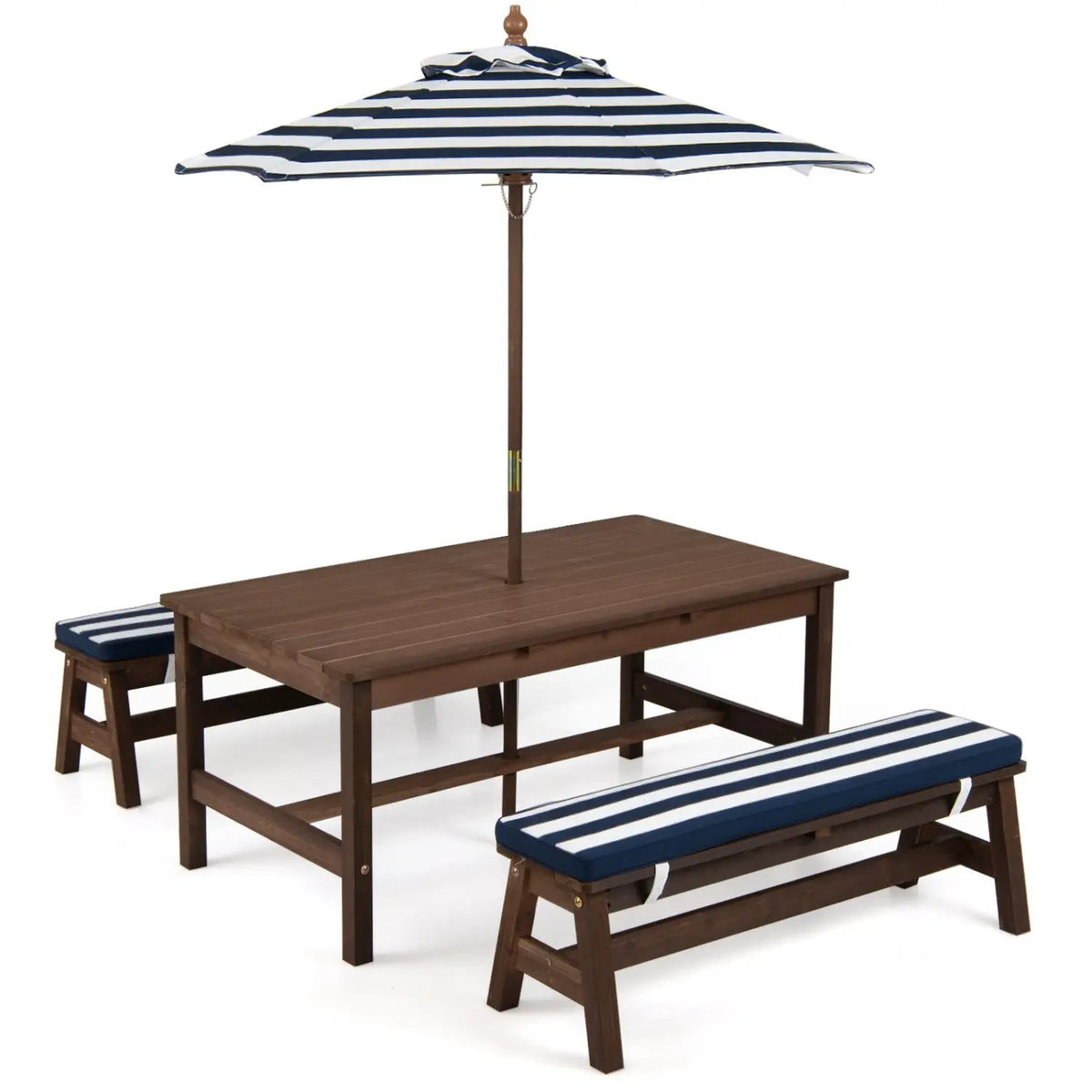 Outdoor Wooden Kids Picnic Table with Removable Umbrella and Cushions, photo 2 of 16