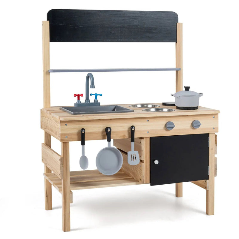 Outdoor Wooden Mud Kitchen for Kids with Sink and Stoves by DirectDeals