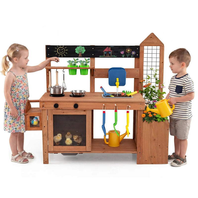 Outdoor Wooden Mud Kitchen with Planter Box and Sink by DirectDeals