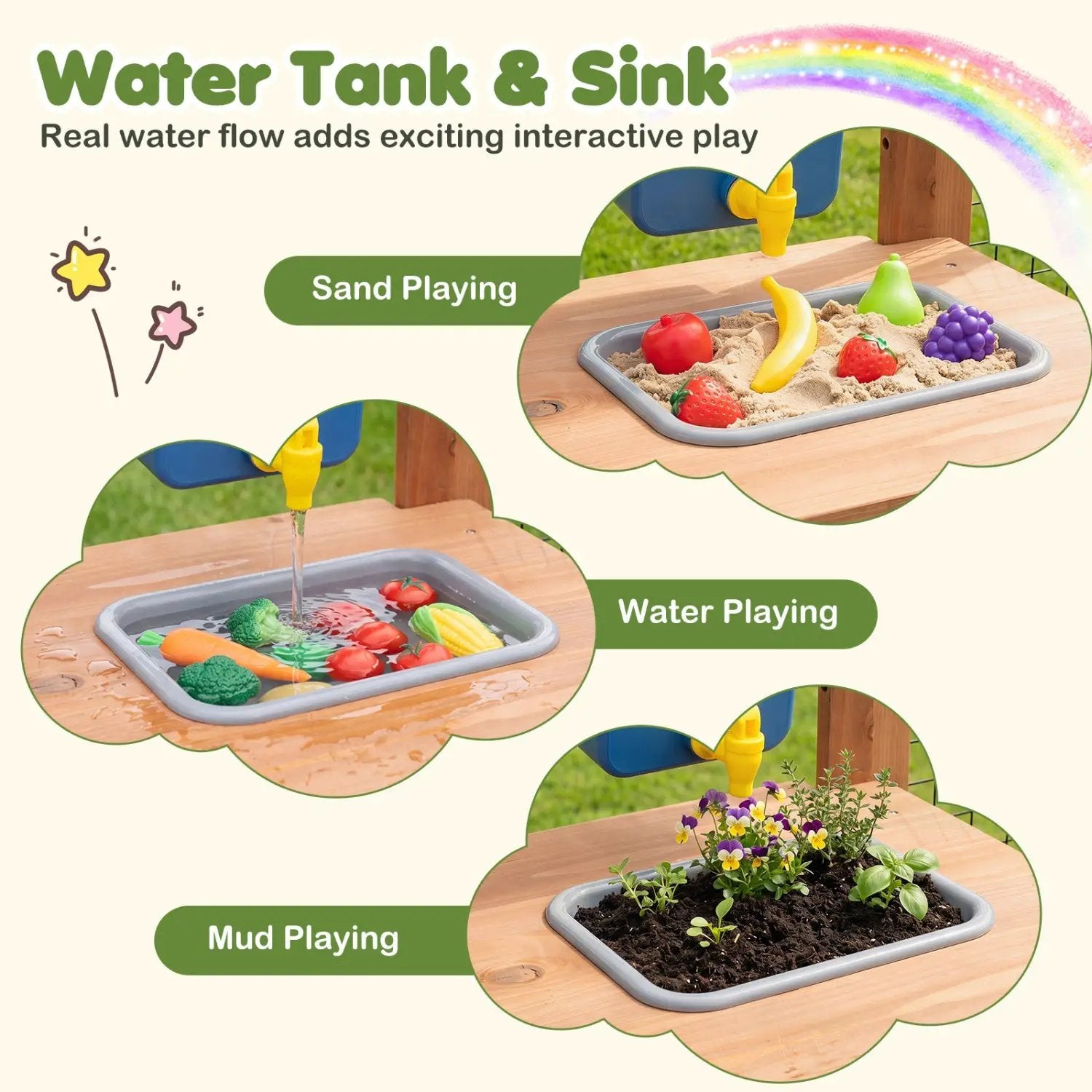 Outdoor Wooden Mud Kitchen with Planter Box and Sink by DirectDeals