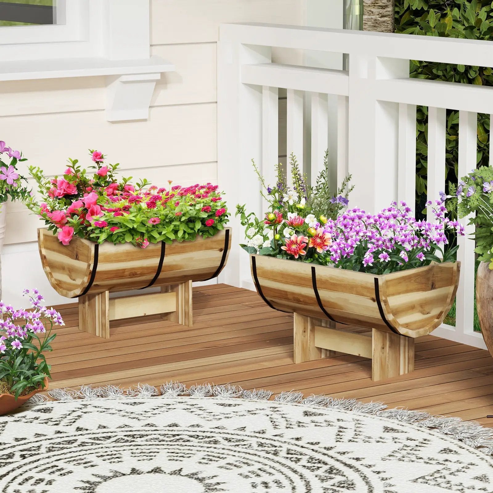Outdoor Wooden Planter with Legs for Flower Herb Vegetable Fruit by DirectDeals
