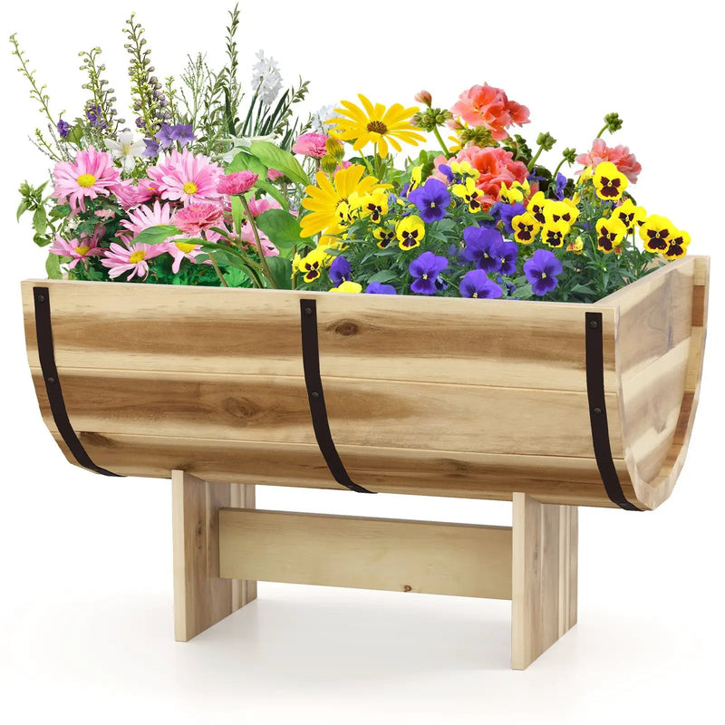 Outdoor Wooden Planter with Legs for Flower Herb Vegetable Fruit by DirectDeals