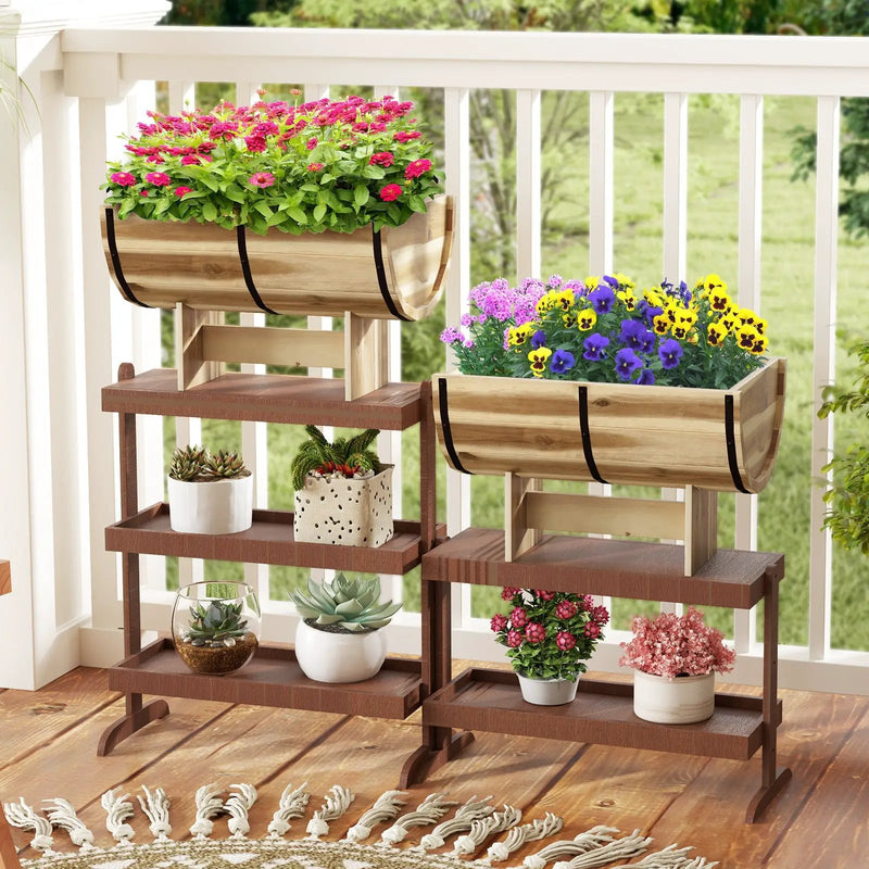Outdoor Wooden Planter with Legs for Flower Herb Vegetable Fruit by DirectDeals