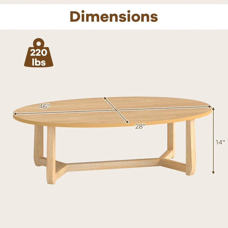 Oval Coffee Table 46 Inches Wooden Accent Table with Thickened Top by DirectDeals
