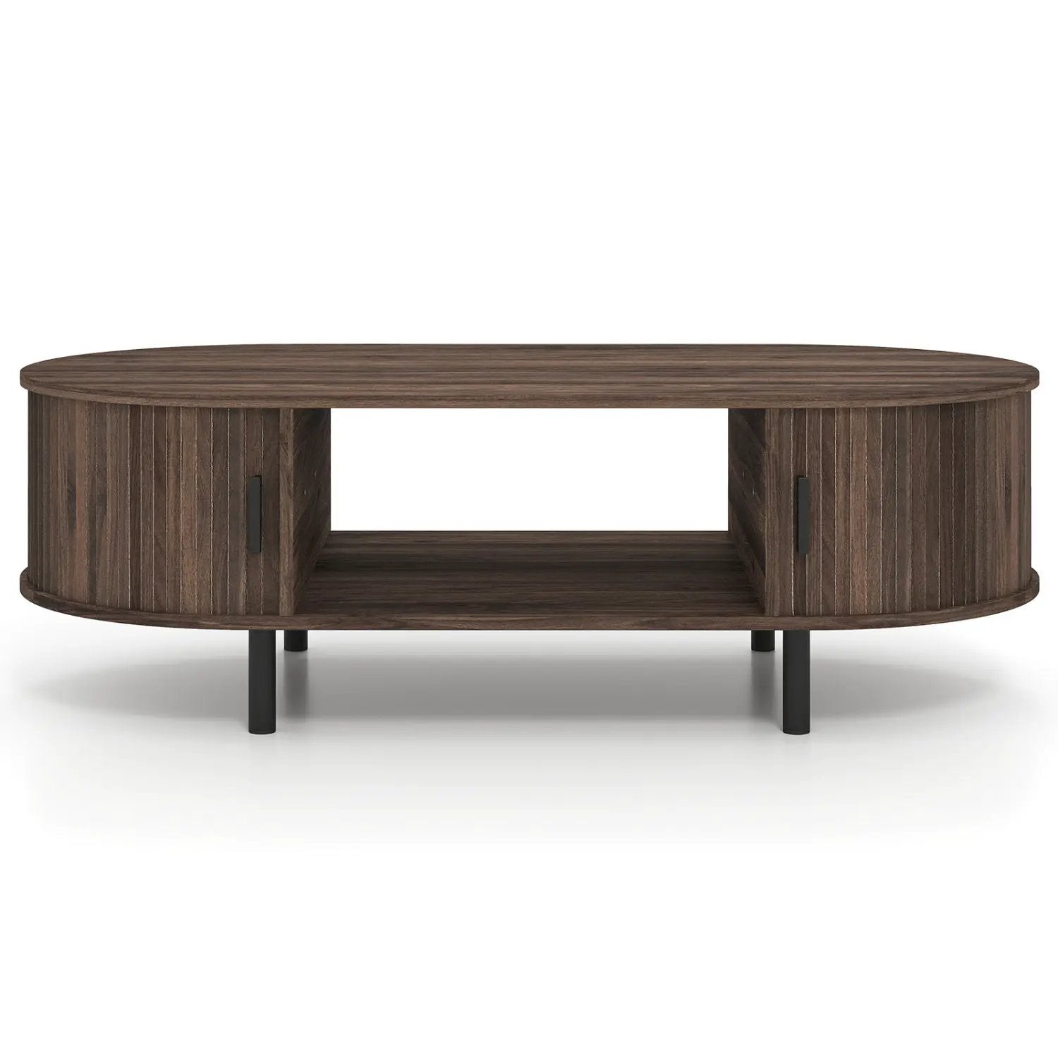 Oval Coffee Table 47.5inch Wooden Center Table with Storage by DirectDeals