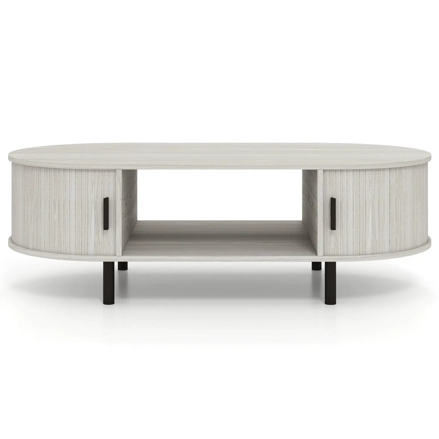 Oval Coffee Table 47.5inch Wooden Center Table with Storage by DirectDeals