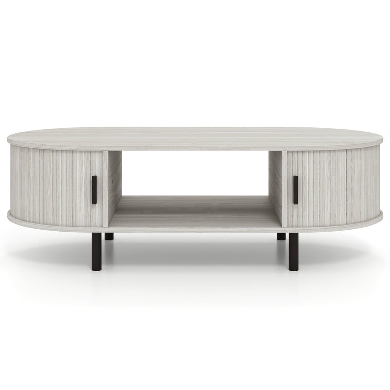 Oval Coffee Table 47.5inch Wooden Center Table with Storage by DirectDeals