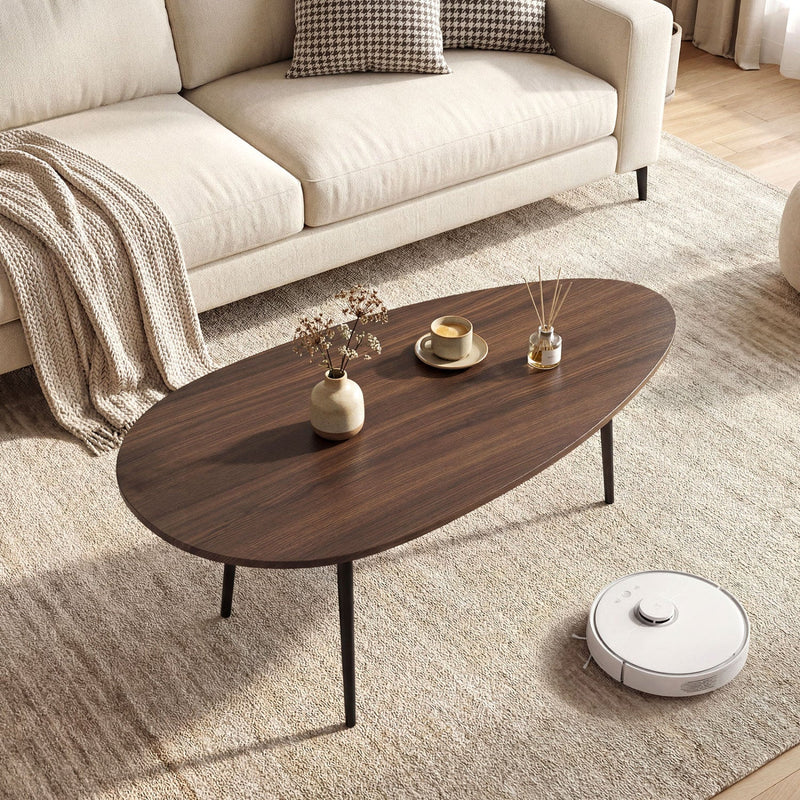 Oval Coffee Table Mid Century Center Table with Sturdy Metal Construction by DirectDeals