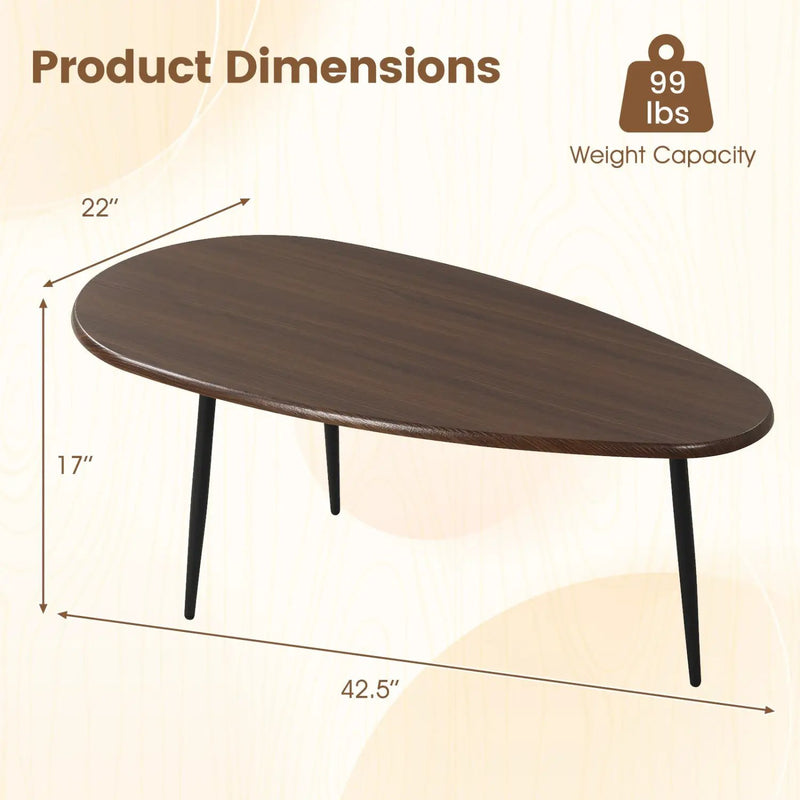 Oval Coffee Table Mid Century Center Table with Sturdy Metal Construction by DirectDeals