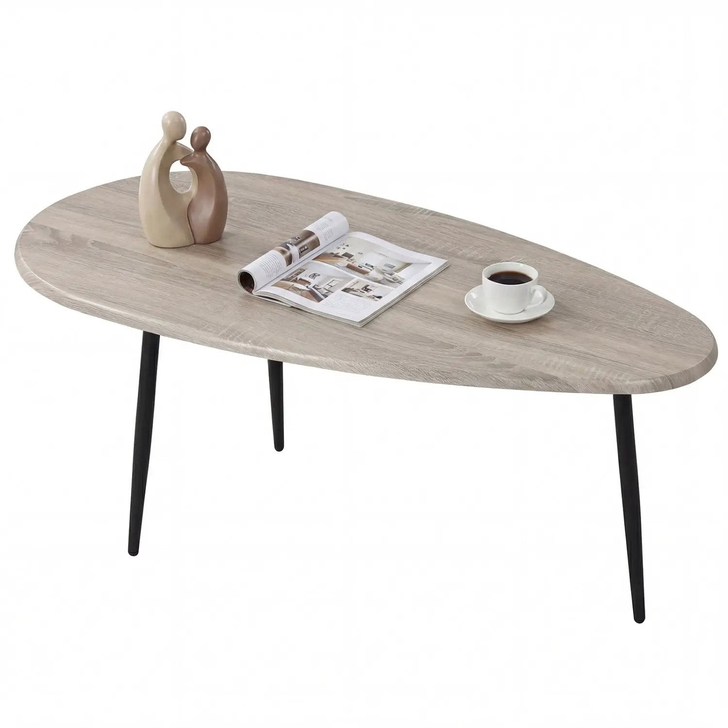 Oval Coffee Table Mid Century Center Table with Sturdy Metal Construction by DirectDeals