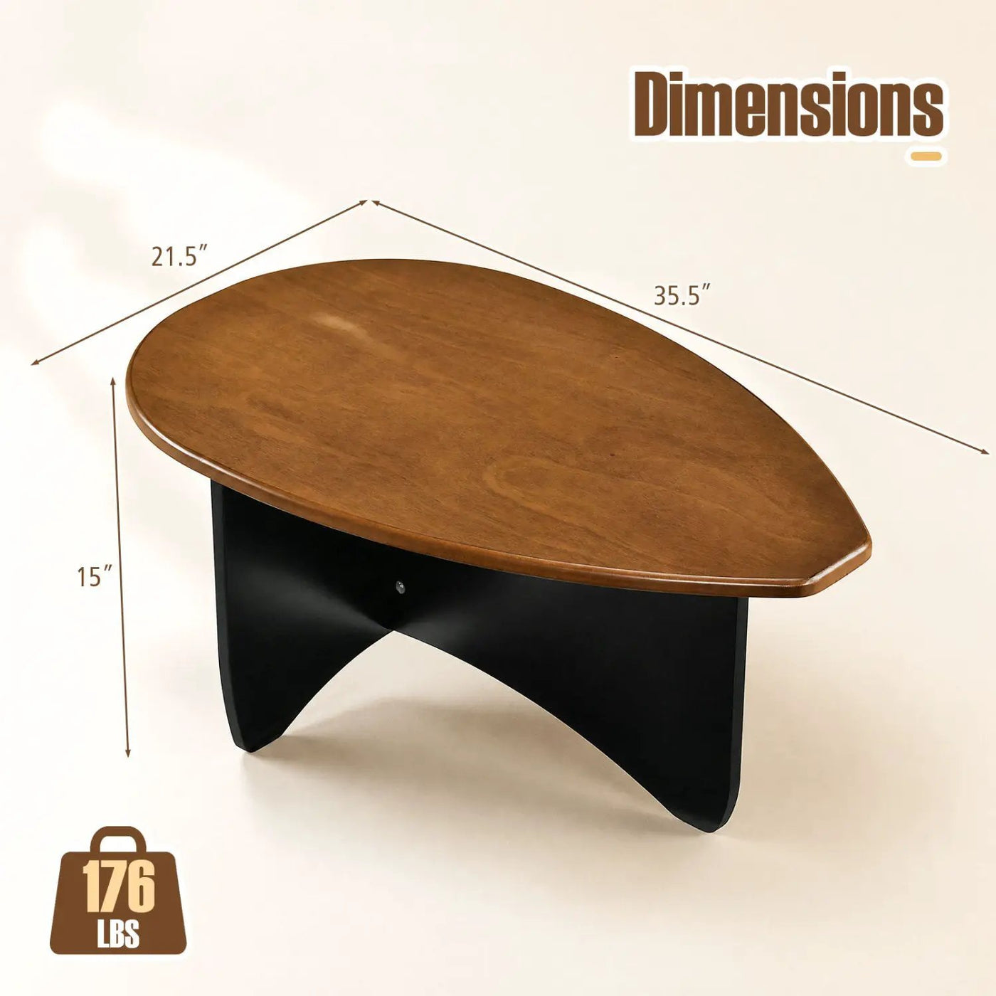 Oval Coffee Table Mid Century Modern Low Profile Wood by DirectDeals
