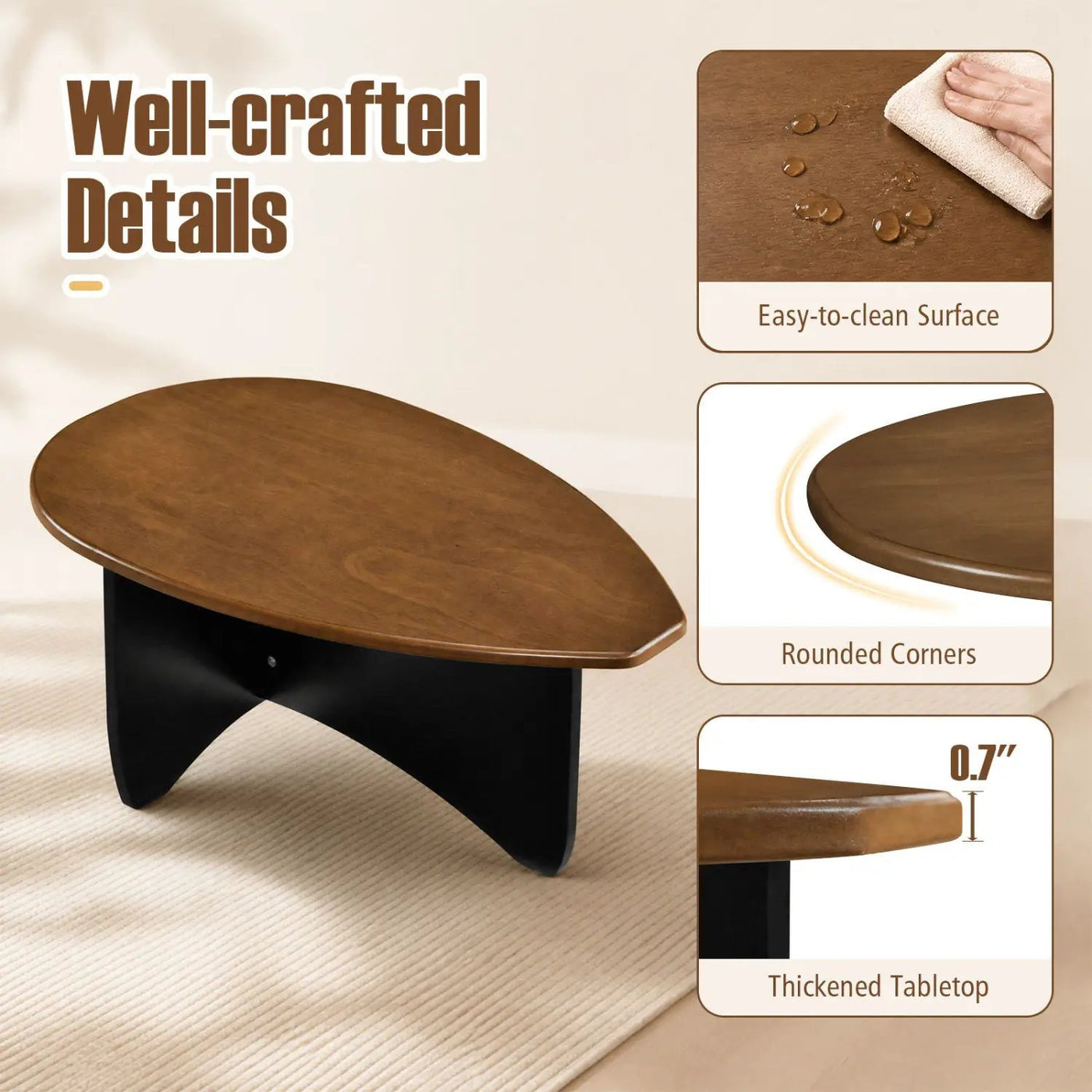 Oval Coffee Table Mid Century Modern Low Profile Wood by DirectDeals