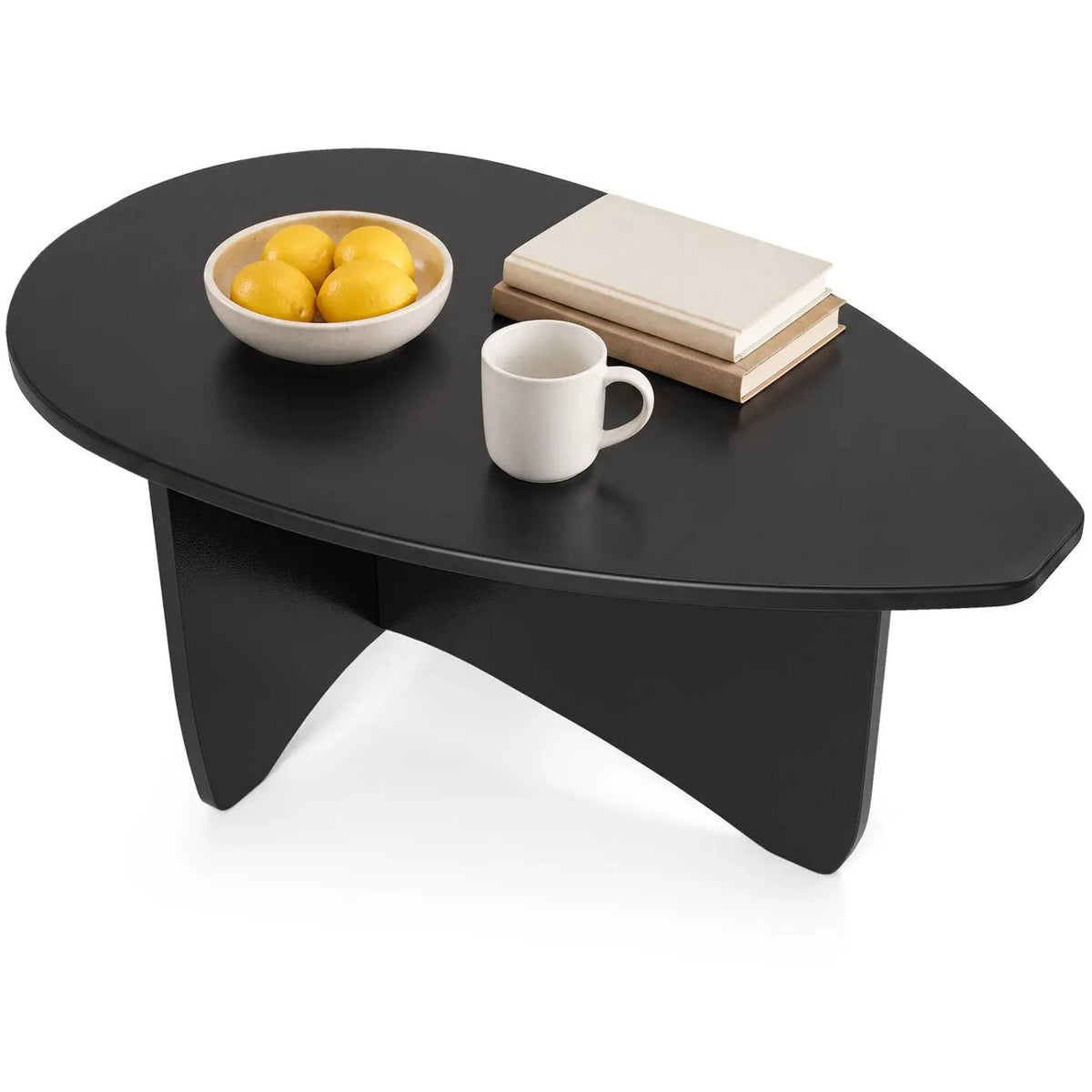 Oval Coffee Table Mid Century Modern Low Profile Wood by DirectDeals