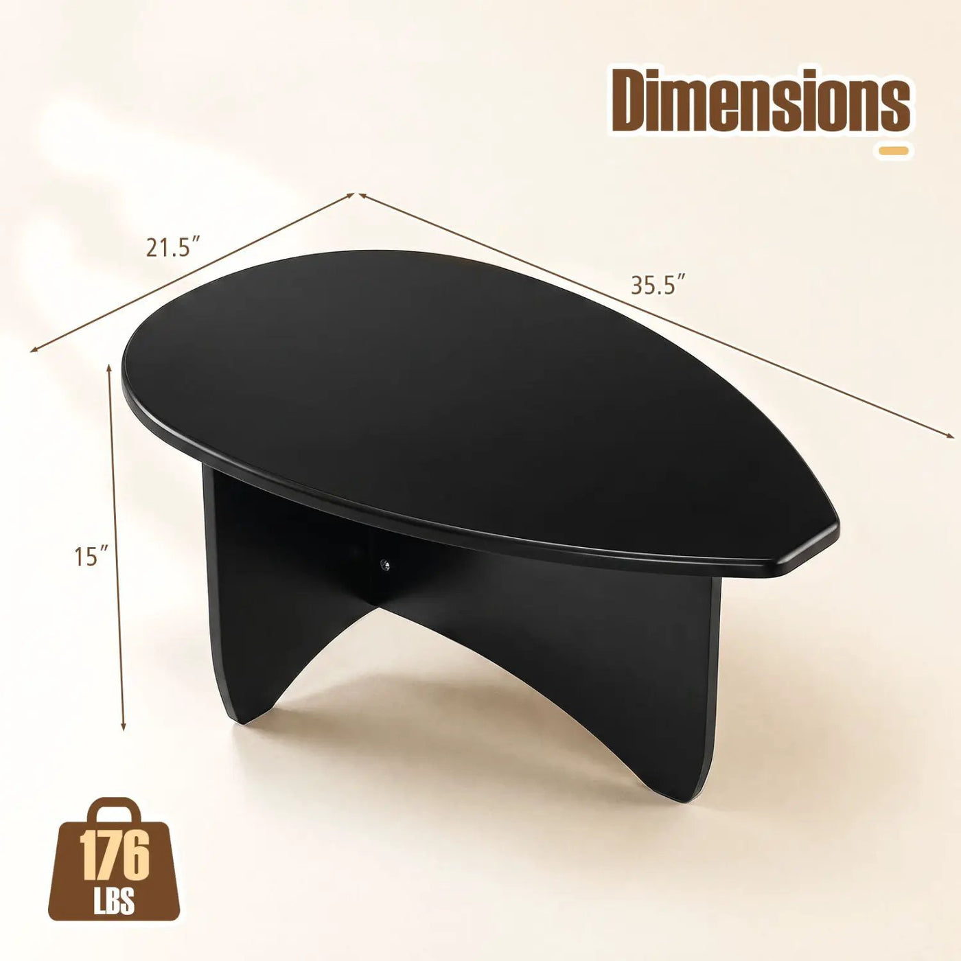 Oval Coffee Table Mid Century Modern Low Profile Wood by DirectDeals