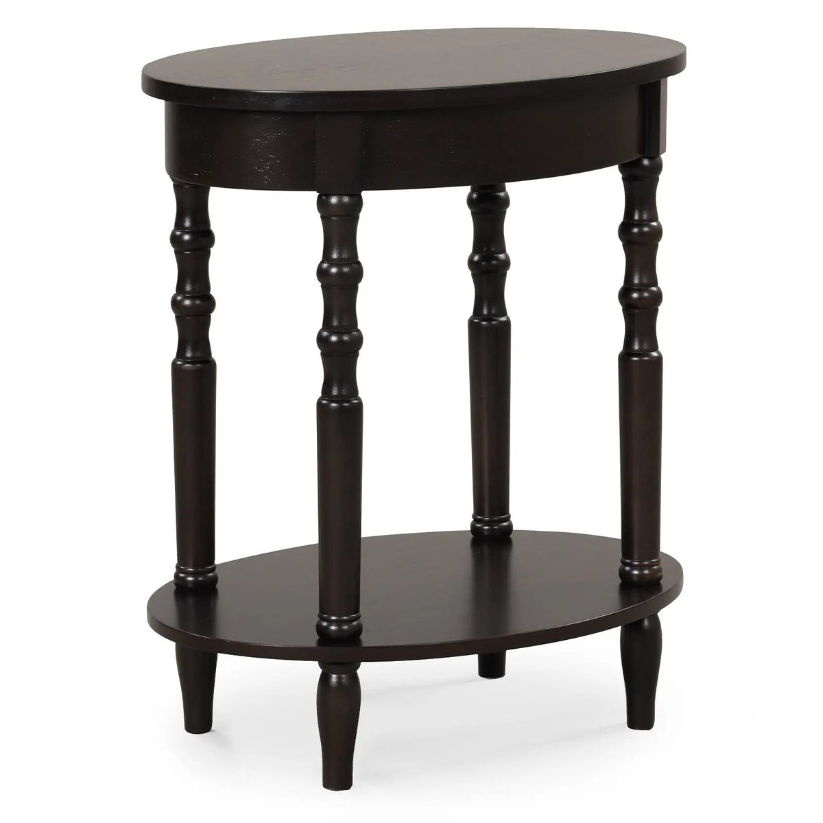 Oval Side Table with Storage Shelf and Wood Legs, photo 3 of 15