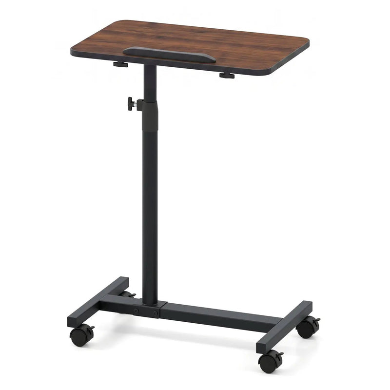 Adjustable Overbed Table with Rolling Wheels - Walnut by DirectDeals