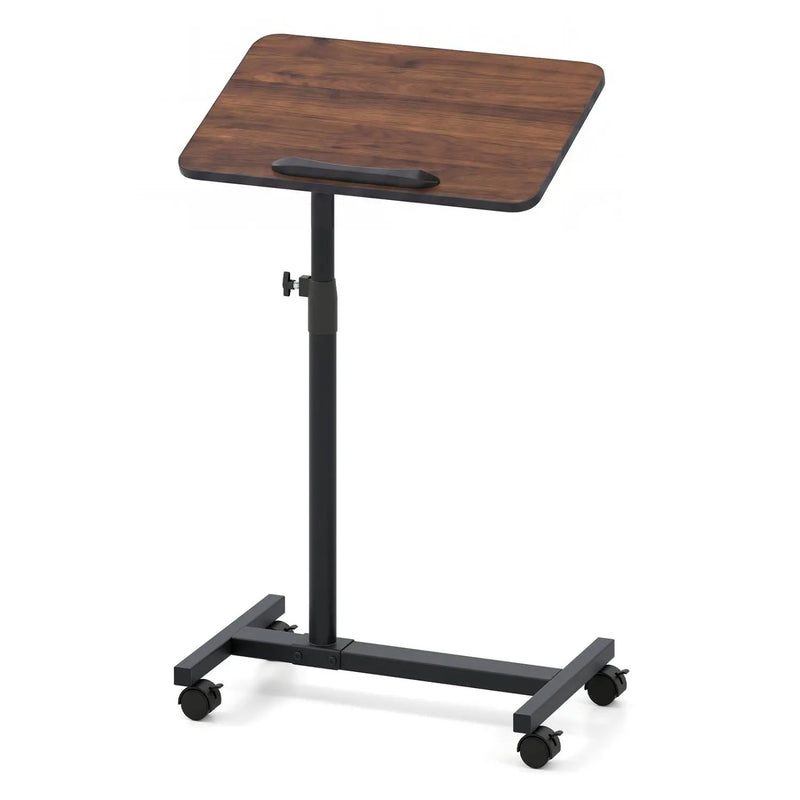 Adjustable Overbed Table with Rolling Wheels - Walnut by DirectDeals