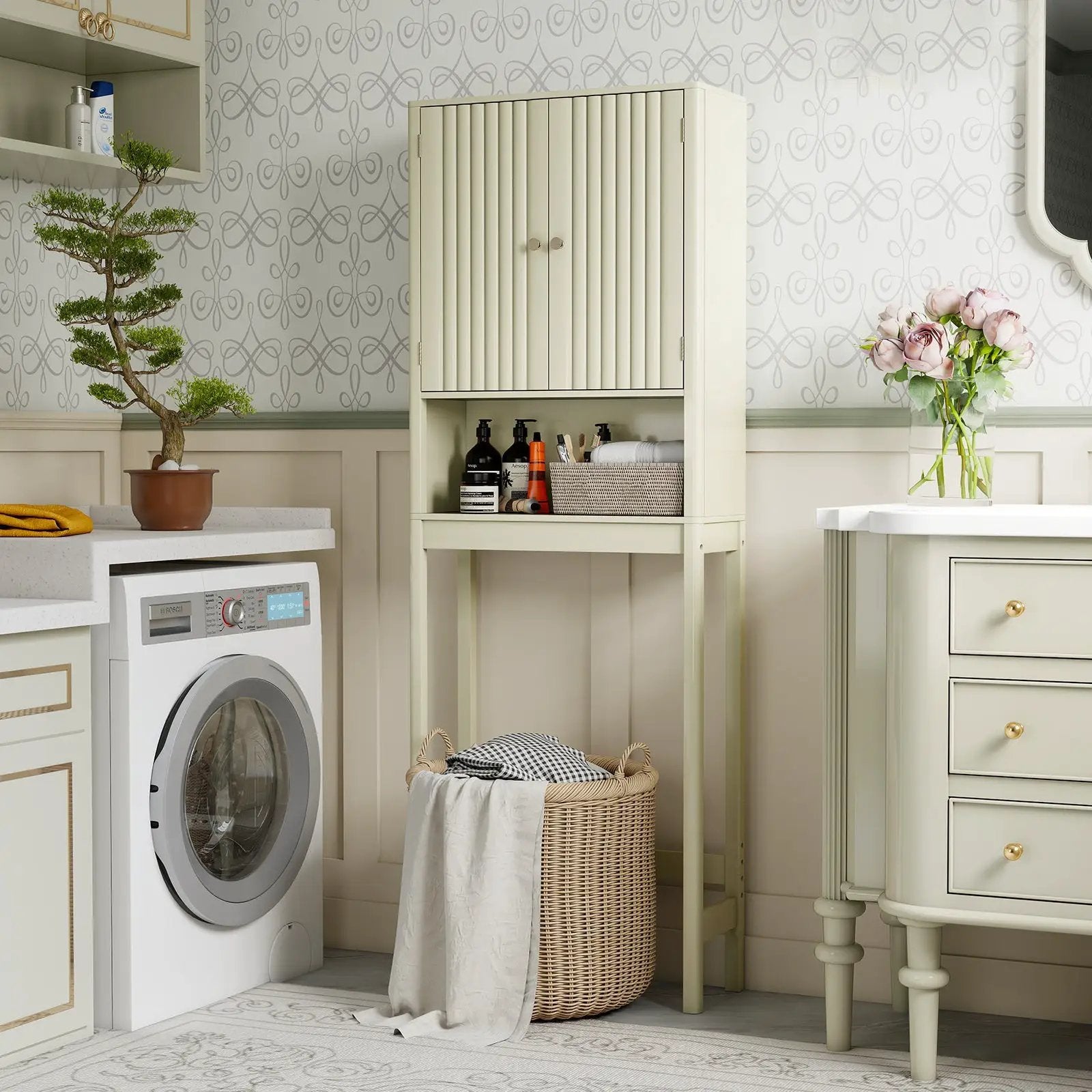Over The Toilet Storage Cabinet with Fluted Doors by DirectDeals