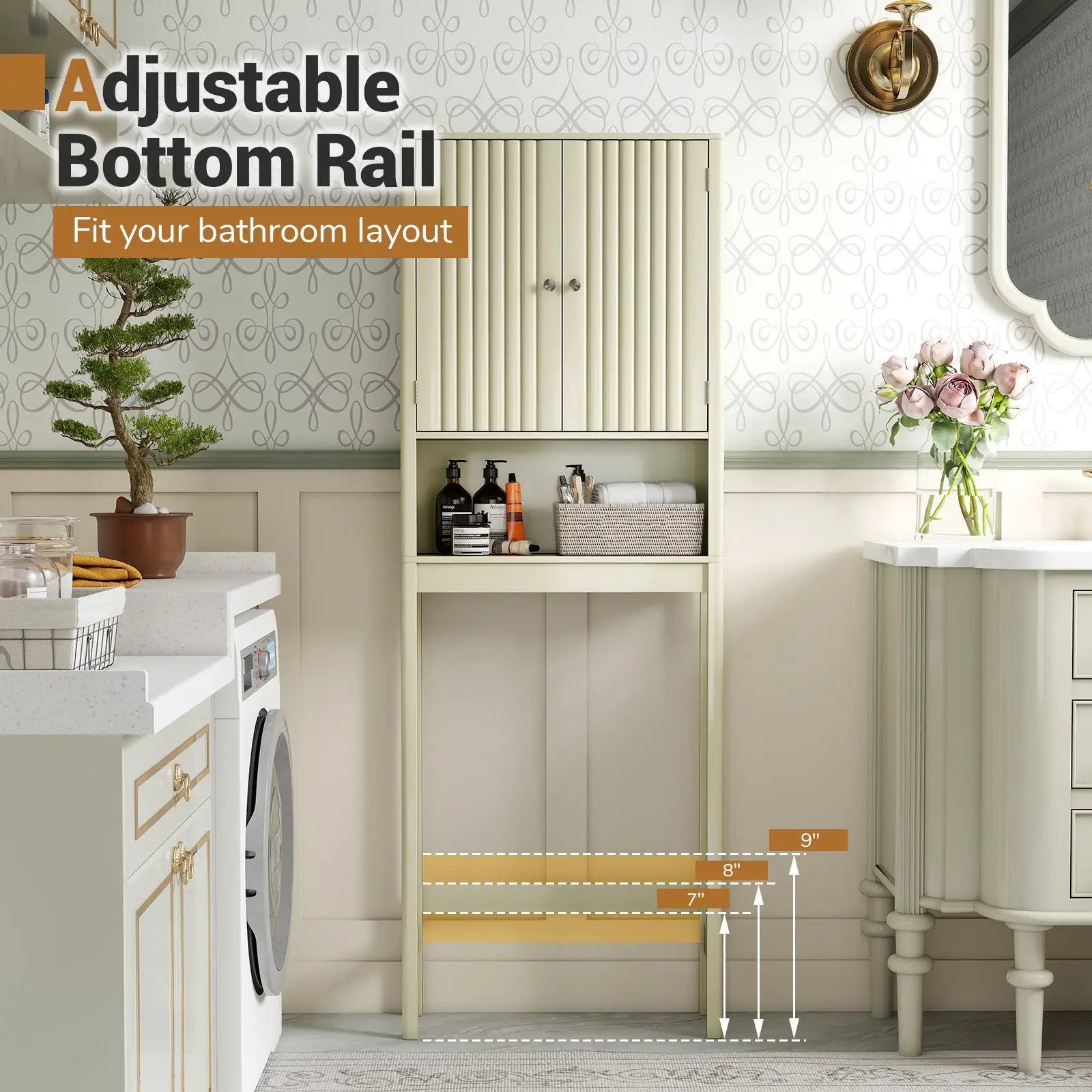 Over The Toilet Storage Cabinet with Fluted Doors by DirectDeals