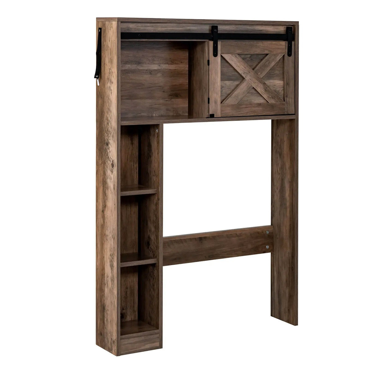 4-Tier Over The Toilet Storage Cabinet with Sliding Barn Door and Storage Shelves, photo 12 of 16