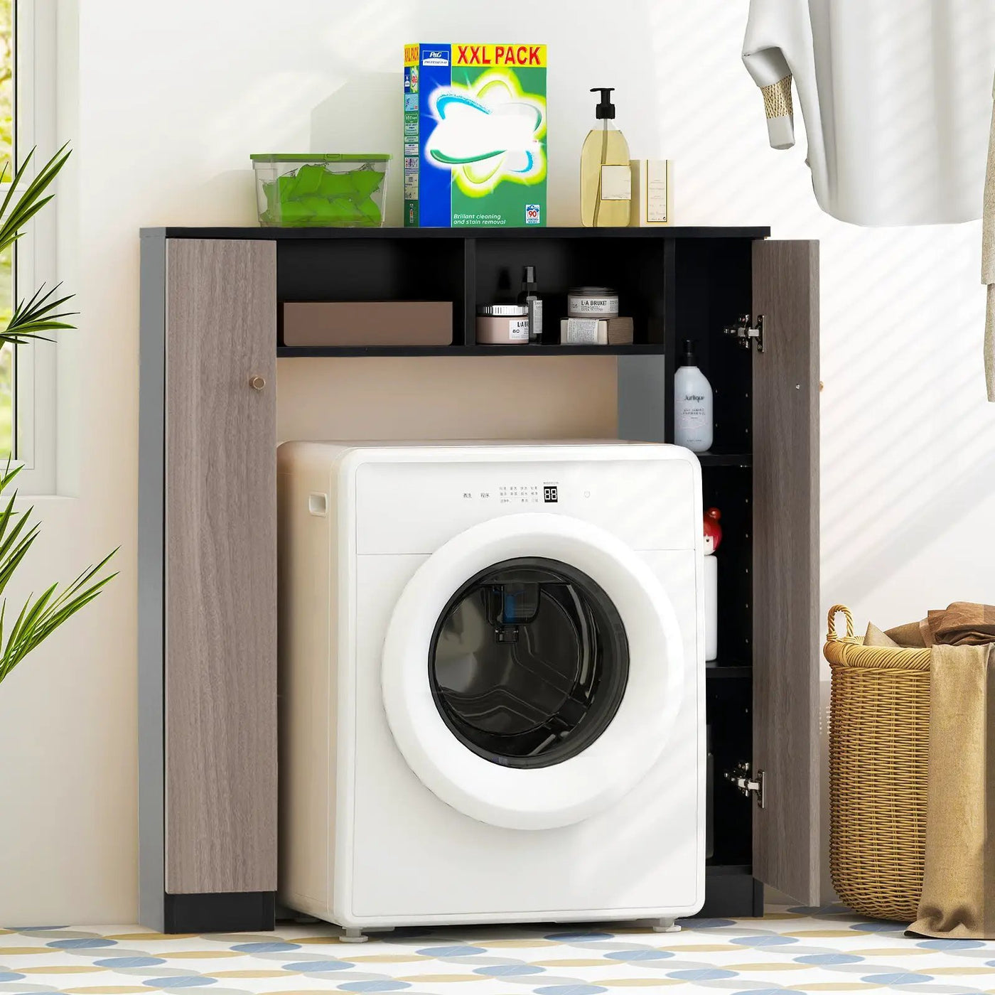 Over The Toilet Storage Cabinet with 2 Open Compartments and 4 Adjustable Shelves by DirectDeals