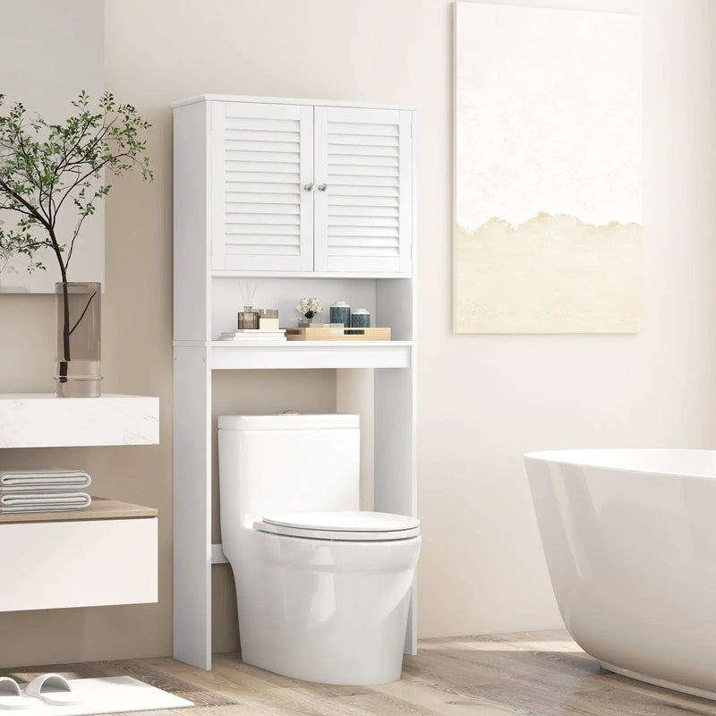 Over The Toilet Storage Cabinet with Double Doors and Adjustable Shelf by DirectDeals