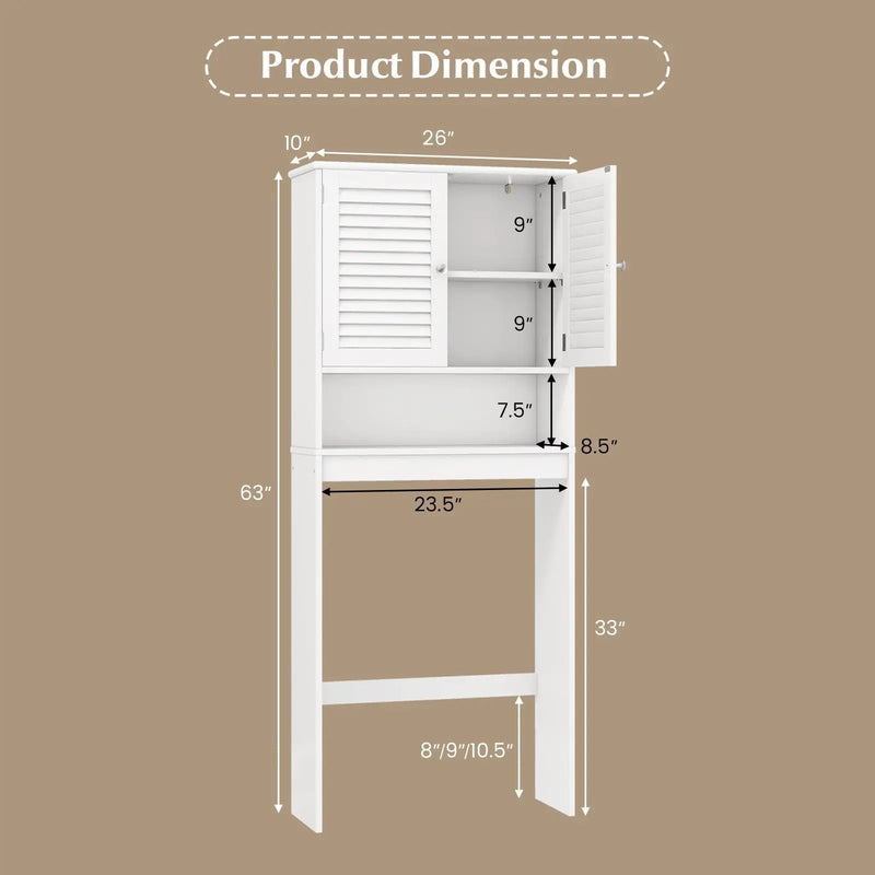 Over The Toilet Storage Cabinet with Double Doors and Adjustable Shelf by DirectDeals