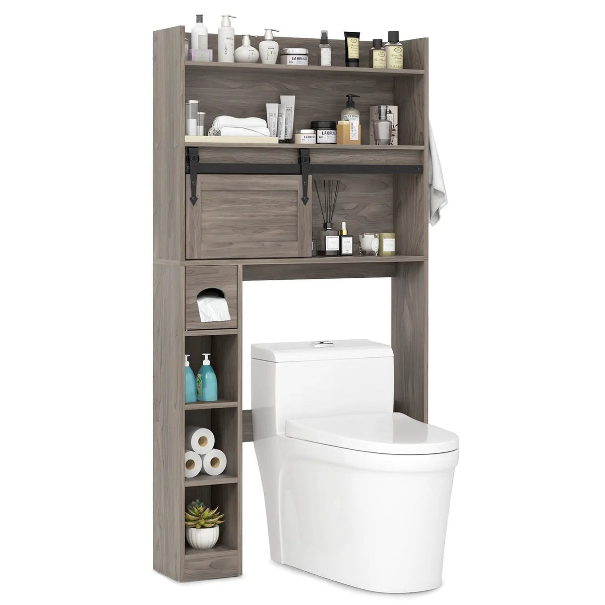 Over The Toilet Storage Cabinet with Sliding Barn Door and Adjustable Shelves by DirectDeals